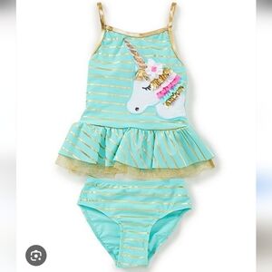 NWT Flapdoodles Unicorn swimsuit 12M